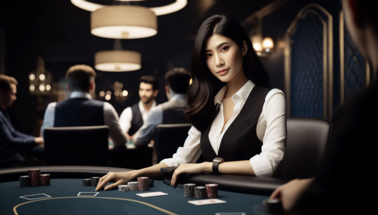poker dealer at poker table
