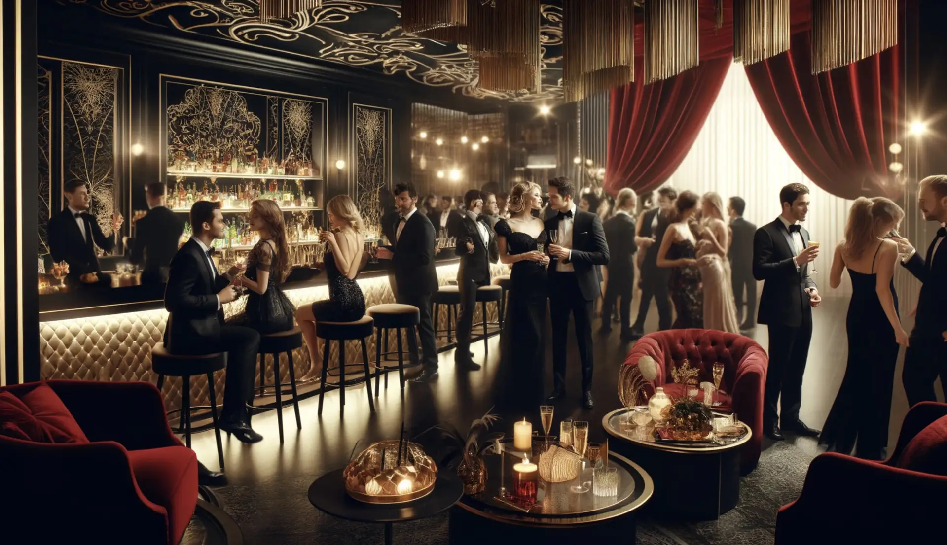 elegant black and gold cocktail party