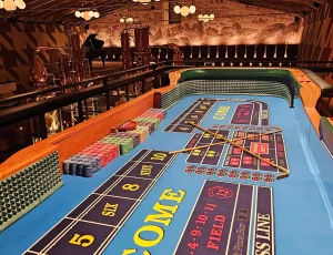 An empty craps table