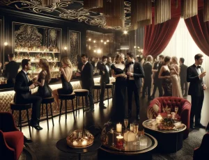 elegant black and gold cocktail party