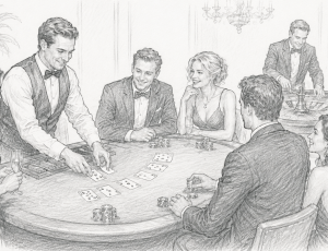 players around a blackjack table